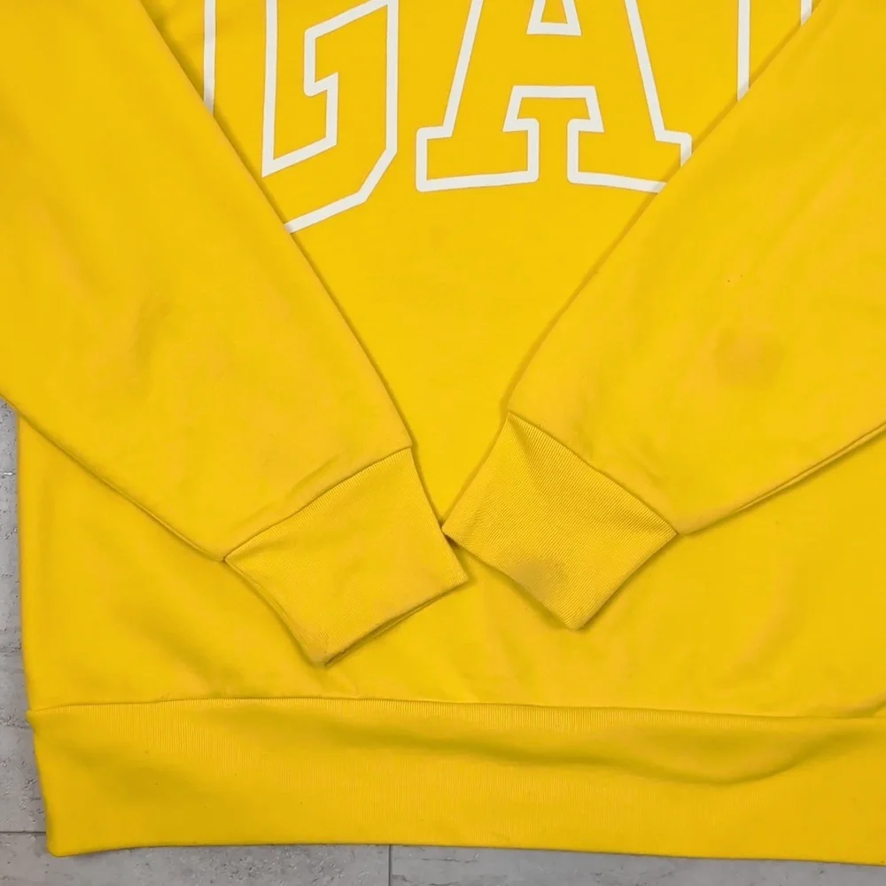 Gap Sherpa Hoodie Logo Sweatshirt Bold Yellow Signature Pullover Fleece Hooded